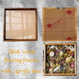 Teak Wood Teakwood Floating Frames Varmala Preservation Frames With Acrylic Base - 10" * 8"