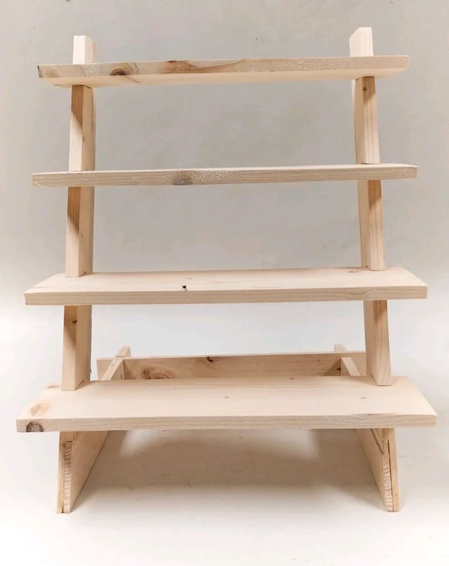 4 Step Dismantling pinewood Display stand - 12 * 4 inches, without groove