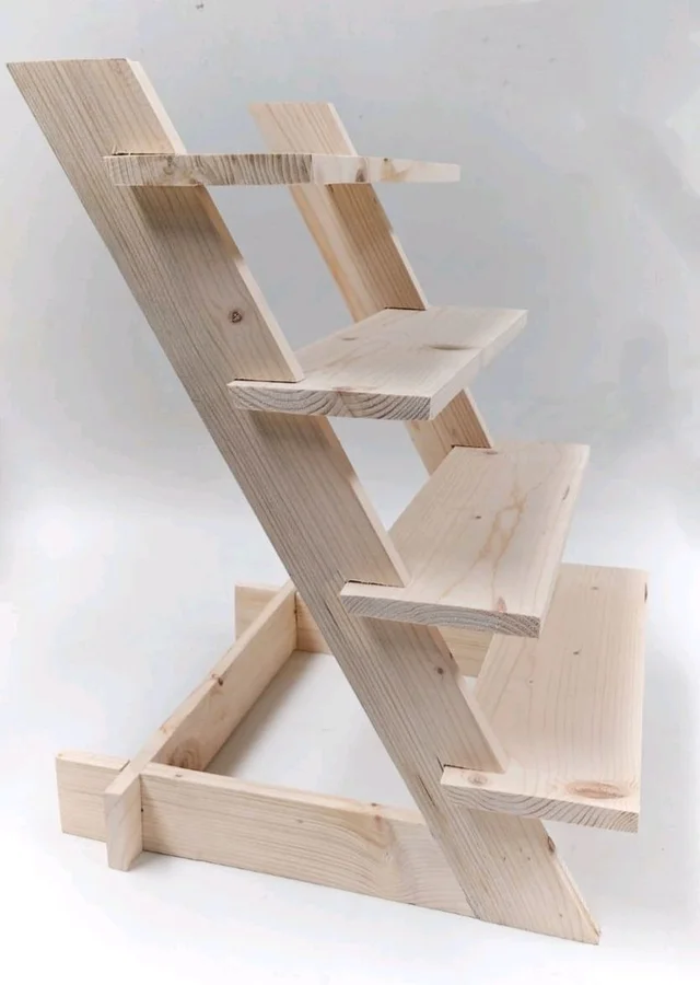 4 Step Dismantling pinewood Display stand - 12 * 4 inches, without groove