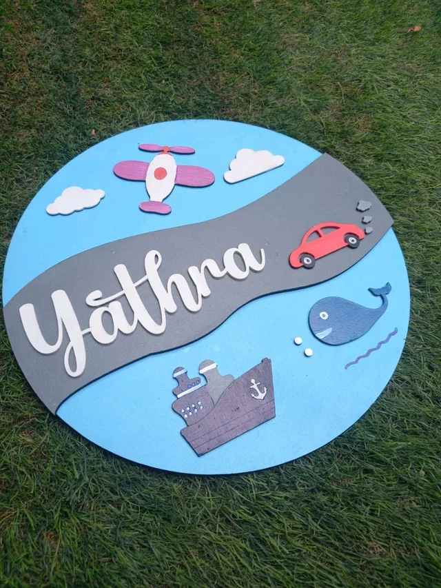 Ship Car Plane Themed Kids Nameboard