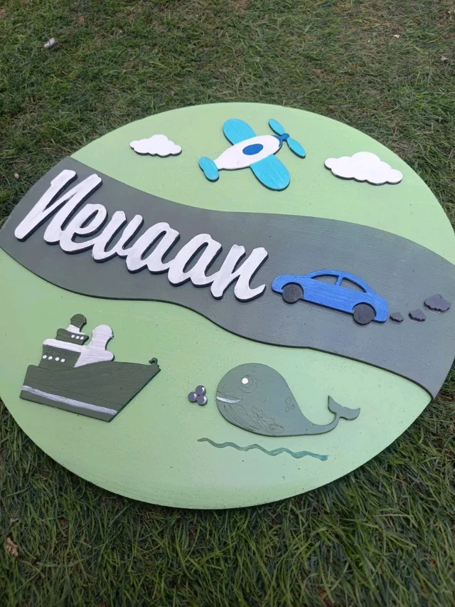 Ship Car Plane Themed Kids Nameboard