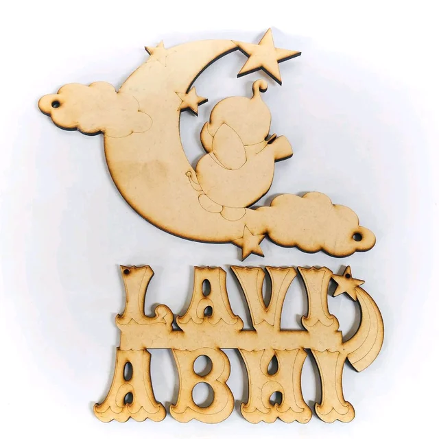 Elephant & Moon Themed Kids Nameboard