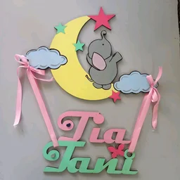 Elephant & Moon Themed Kids Nameboard