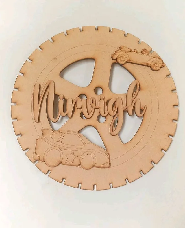 Car Wheel Themed Kids Name board