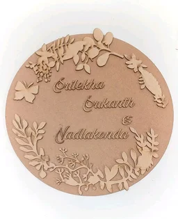 Floral Wreath Name Board - 12 Inch