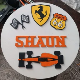 Formula 1 F1 Theme Kids Name Board