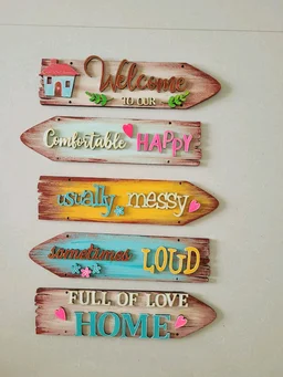 Sentiment Plank Style Family Name Board Welcome To Our - With Rope