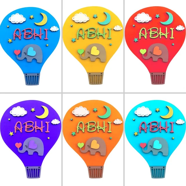 Hot Air Balloon Kids Name Board