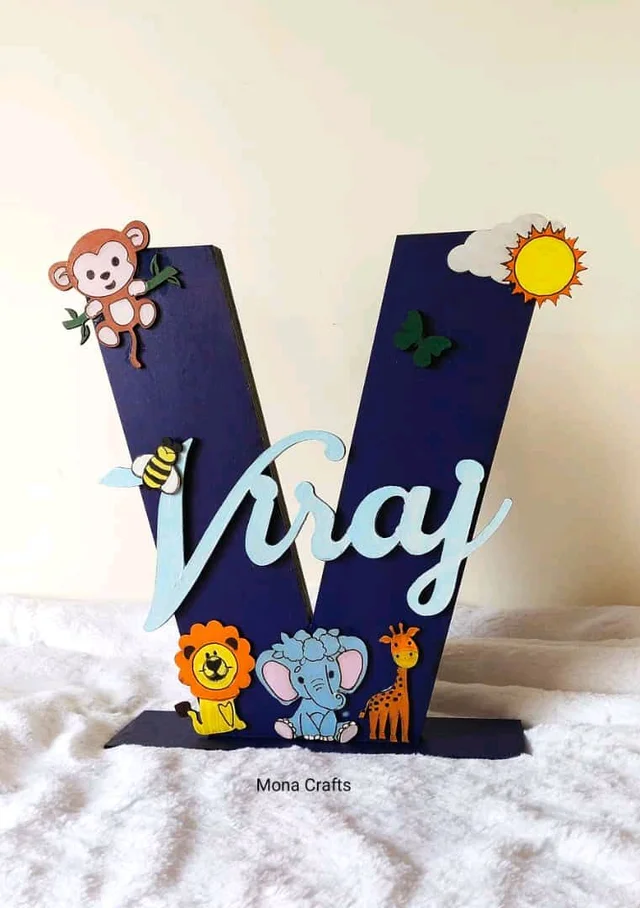 Animal Kingdom Monogram Name Board - 12 Inch