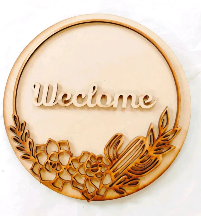 Double Layer Floral Design Name Board - 15 Inch