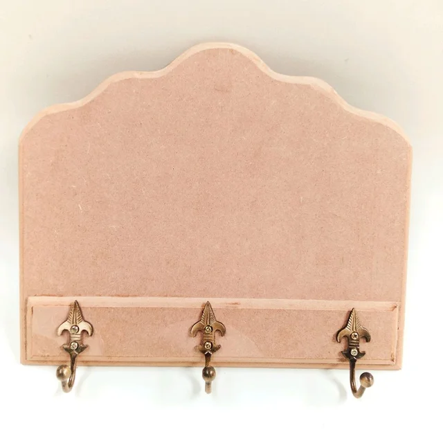 Vintage Key Holder With Brass Hooks - 10 Inch / 8 Inch