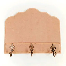 Vintage Key Holder With Brass Hooks - 10 Inch / 8 Inch
