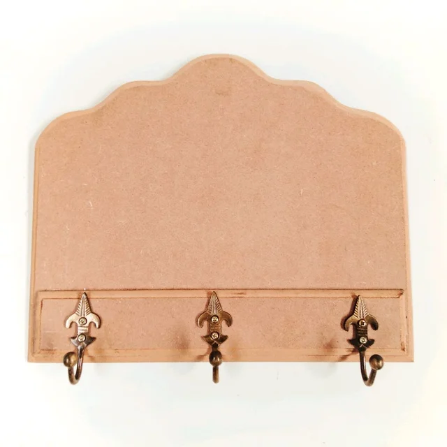 Vintage Key Holder With Brass Hooks - 10 Inch / 8 Inch