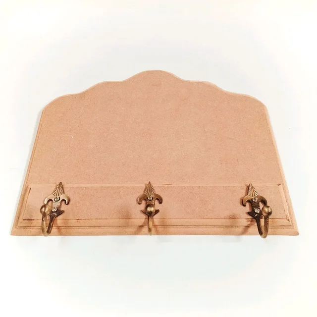 Vintage Key Holder With Brass Hooks - 10 Inch / 8 Inch
