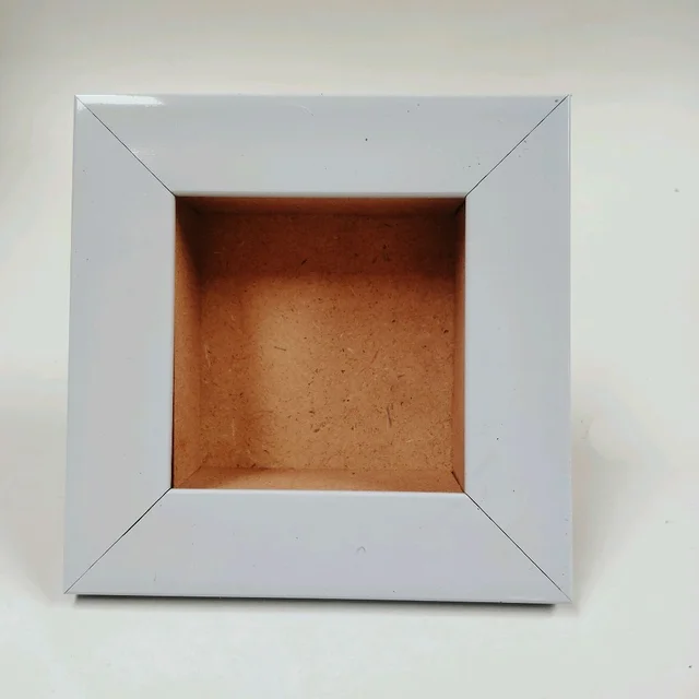 Miniature Photo Frame Shadow Box - Small Size - White, 4 Inch / 4 Inch, Without Acrylic