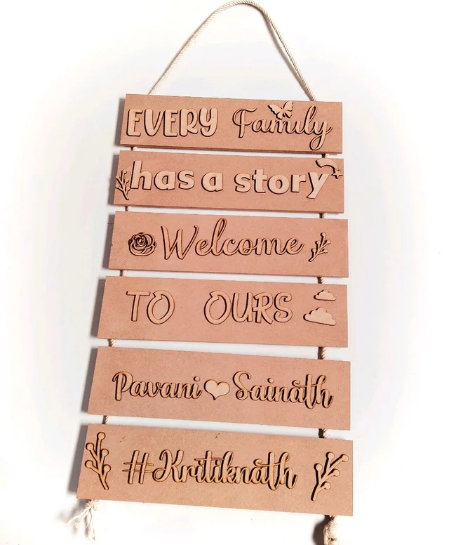 Sentiment Plank Family Name Board - With Rope