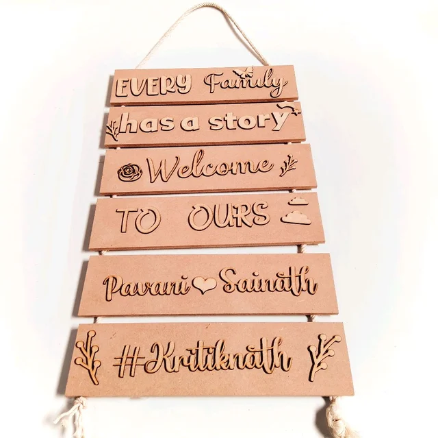 Sentiment Plank Family Name Board - With Rope