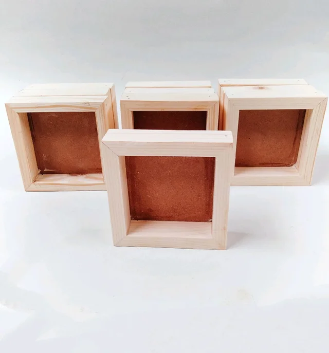 Miniature Wooden Doll Frames - Square - Plain