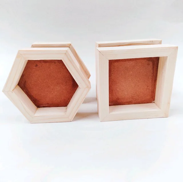 Miniature Wooden Doll Frames - Square - Plain