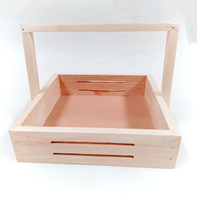 Premium Wooden Hamper Basket / Caddy / Tray - 8 x 8 Inches