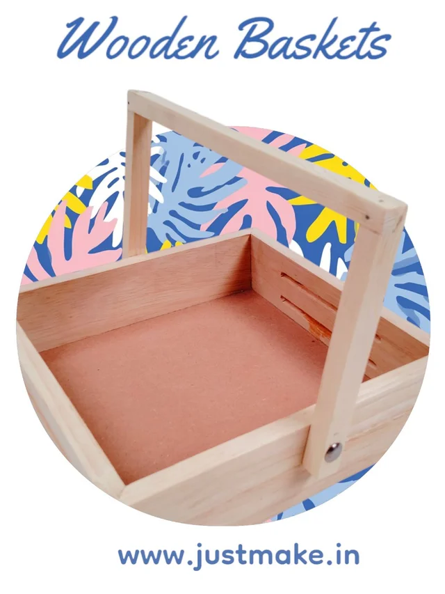 Premium Wooden Hamper Basket / Caddy / Tray - 8 x 8 Inches