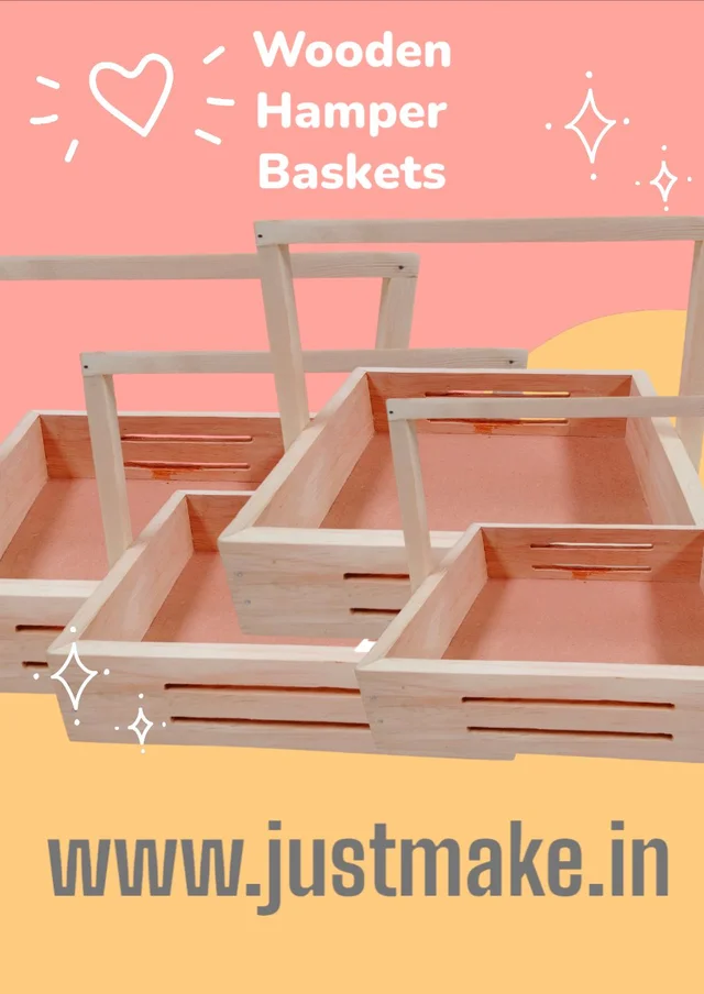 Premium Wooden Hamper Basket / Caddy / Tray - 8 x 8 Inches