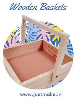 Premium Wooden Hamper Basket / Caddy / Tray - 10 x 10 Inches