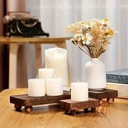 3-pack Rustic Farmhouse Wooden Display Risers, Stand for Figurines, Collectibles, and Decorative Trays