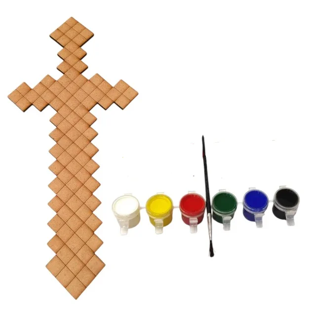Minecraft Sword DIY Kit with tempera colours - 4 Inches
