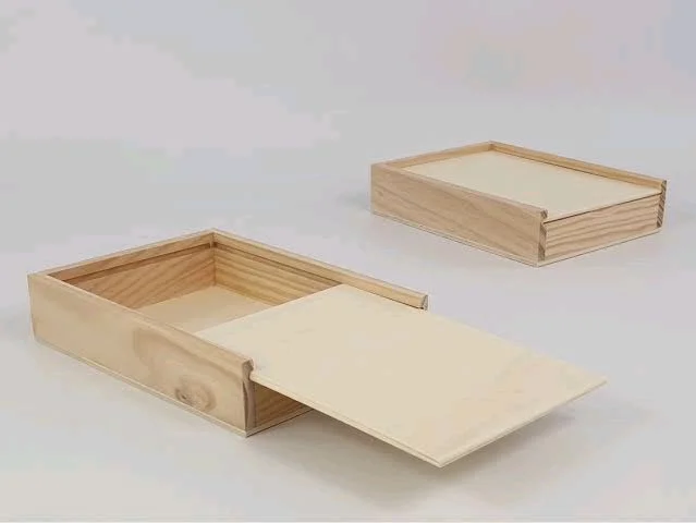 Pinewood Box Sliding Lid - 10 x 10 x 2.5 Inches