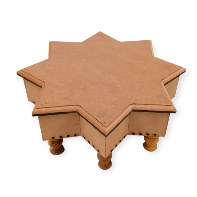 Octogon Chowki - Wooden Legs - 16 Inches