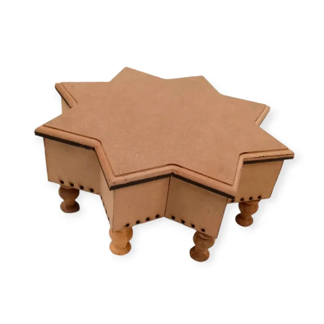 Octogon Chowki - Wooden Legs - 16 Inches