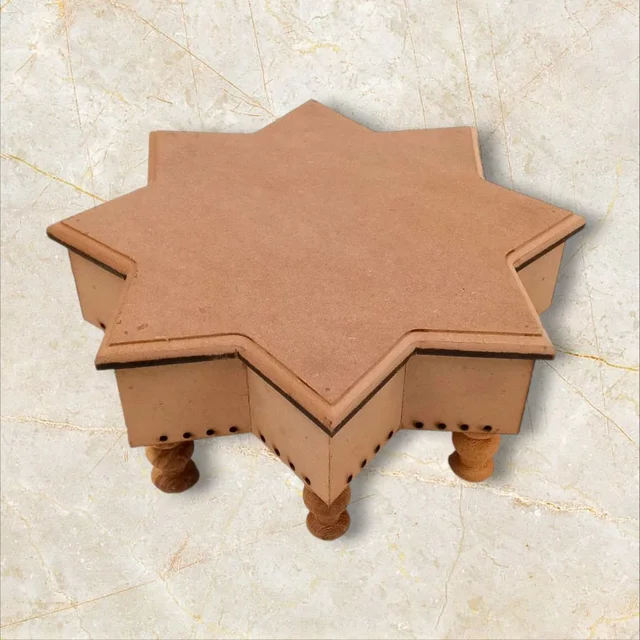 Octogon Chowki - Wooden Legs - 16 Inches