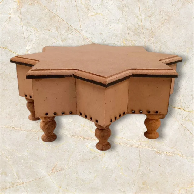 Octogon Chowki - Wooden Legs - 16 Inches