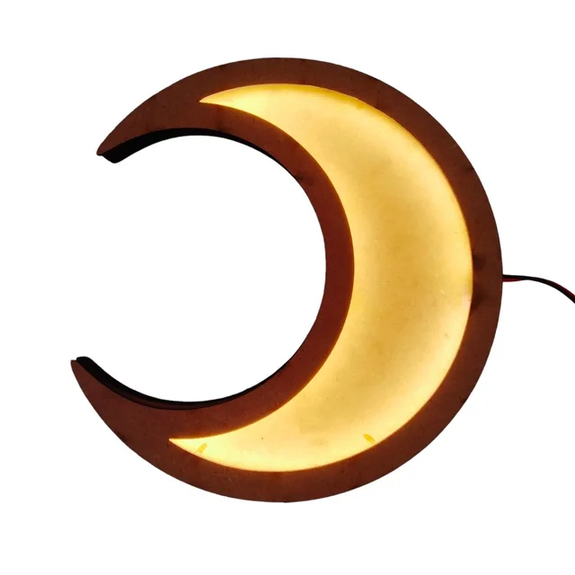 Half Moon Crescent Moon LED Shadow Box - 20 Inches, With Acrylic Cover, 18mm