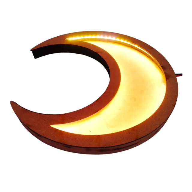 Half Moon Crescent Moon LED Shadow Box - 20 Inches, With Acrylic Cover, 18mm