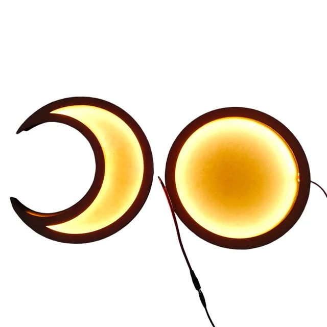 Half Moon Crescent Moon LED Shadow Box - 20 Inches, With Acrylic Cover, 18mm