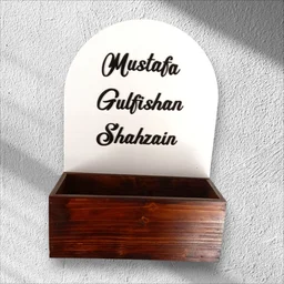 White Acrylic Nameboard with Pinewood Planter Box