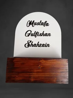 White Acrylic Nameboard with Pinewood Planter Box