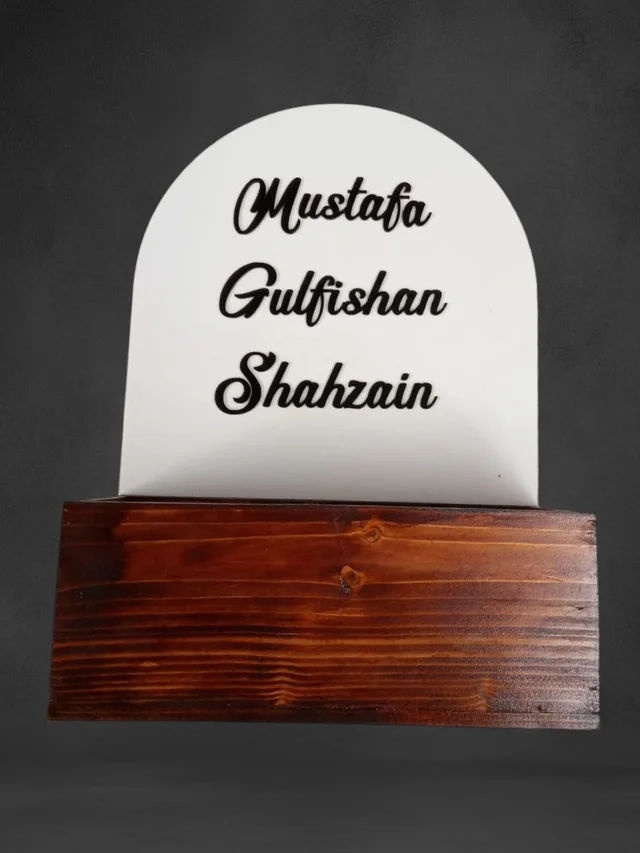 White Acrylic Nameboard with Pinewood Planter Box