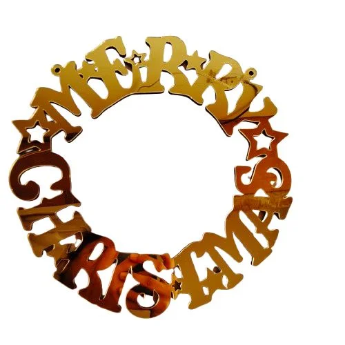 Golden Acrylic Merry Christmas Wreath - 15 Inches