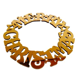 Golden Acrylic Merry Christmas Wreath - 15 Inches