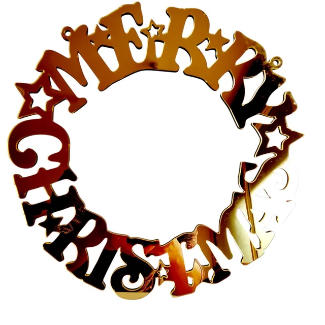 Golden Acrylic Merry Christmas Wreath - 20 Inches