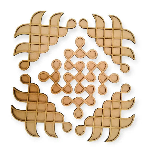 Reusable Island Kolam Rangoli Template - 10 Inches
