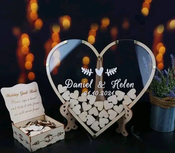 Wedding Guest Book - Wishes Memories Drop Box - 150 Guests