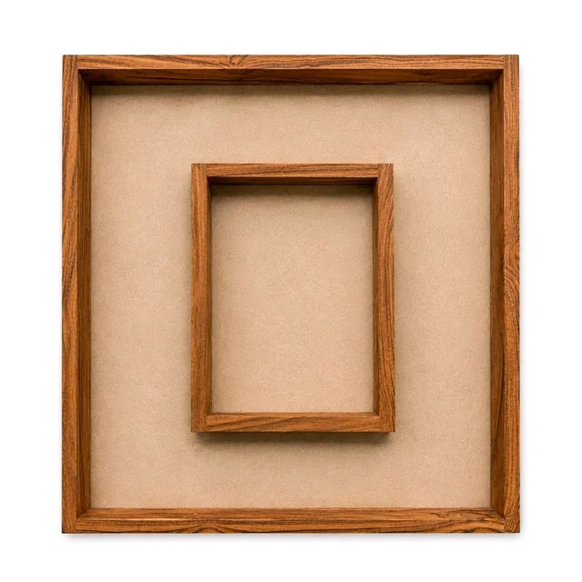 Teak Wood Double Floating Frame / Varmala Preservation Frame Base MDF - 10 * 8 * 1.5 Inches