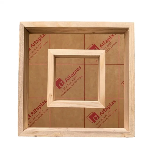 PineWood Double Floating Frame / Varmala Preservation Frame Base Acrylic - 12 * 12 * 1.5 Inches