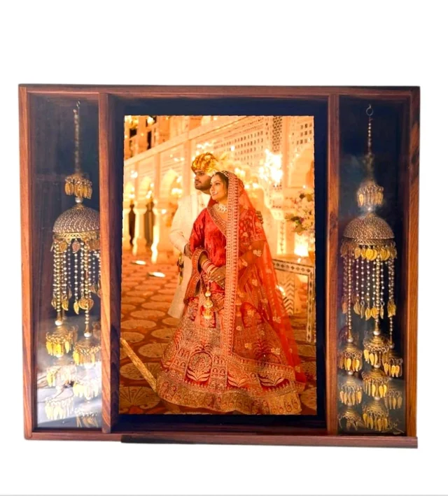 Teak wood Varmala / Teakwood Bridal Kaleera / Kalira preservation frame - 18 * 12 * 4 Inches