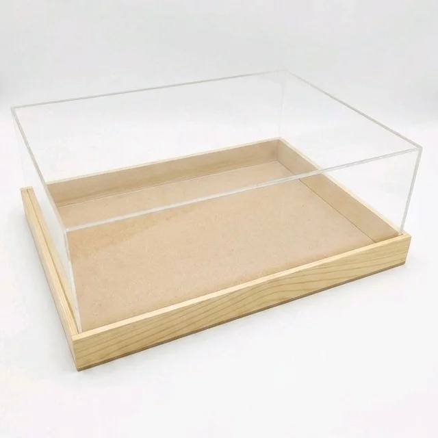 Pinewood Acrylic Wedding Invitation/ display Box - 5*5*4 Inches