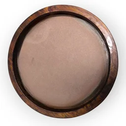 Teak Finish Round Pinewood Frame - Lotus pond - 10 Inches